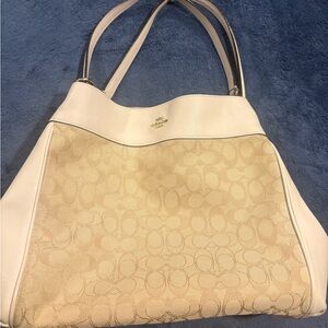 Coach Beige and Cream Shoulder Bag